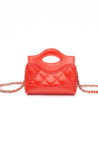 CHANEL Coral Red Shiny Lambskin Quilted Mini 31 Clutch with Chain (New)