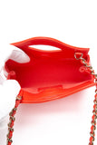 CHANEL Coral Red Shiny Lambskin Quilted Mini 31 Clutch with Chain (New)