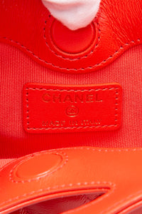CHANEL Coral Red Shiny Lambskin Quilted Mini 31 Clutch with Chain (New)