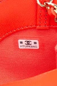 CHANEL Coral Red Shiny Lambskin Quilted Mini 31 Clutch with Chain (New)