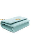 CHANEL 20C Tiffany Blue Lambskin Quilted Wallet On Chain WOC