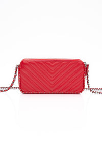 CHANEL Light Red Chevron Quilted Lambskin Double Zip Crossbody