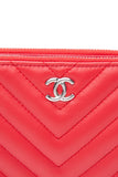 CHANEL Light Red Chevron Quilted Lambskin Double Zip Crossbody