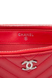 CHANEL Light Red Chevron Quilted Lambskin Double Zip Crossbody