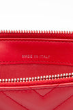 CHANEL Light Red Chevron Quilted Lambskin Double Zip Crossbody