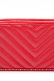 CHANEL Light Red Chevron Quilted Lambskin Double Zip Crossbody
