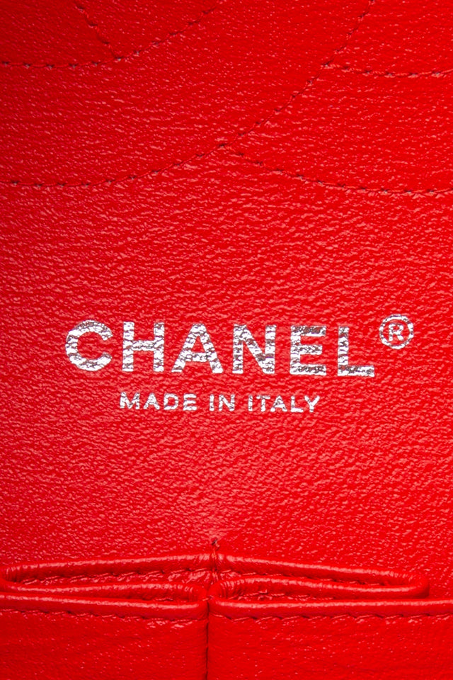CHANEL Red Quilted Patent Leather Classic Jumbo Double Flap Bag