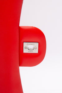 CHANEL Red Quilted Patent Leather Classic Jumbo Double Flap Bag