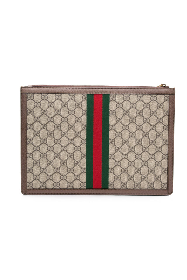 GUCCI GG Supreme Monogram Large Ophidia Portfolio Clutch