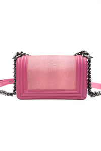CHANEL Pink Galuchat Stingray Small Boy Flap Bag