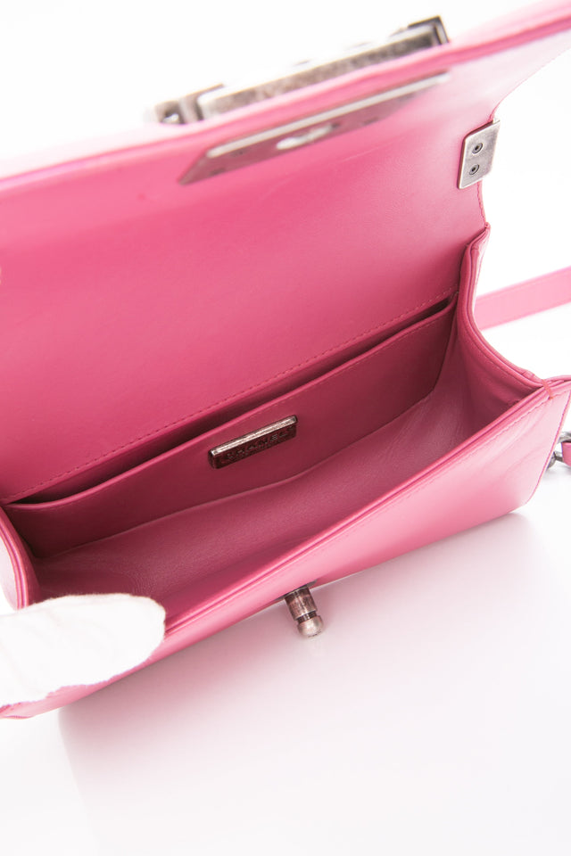 CHANEL Pink Galuchat Stingray Small Boy Flap Bag