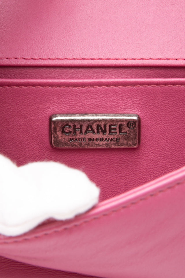 CHANEL Pink Galuchat Stingray Small Boy Flap Bag