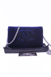 CHANEL Timeless CC Blue Velvet Wallet On Chain WOC