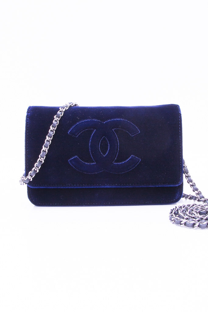 CHANEL Timeless CC Blue Velvet Wallet On Chain WOC