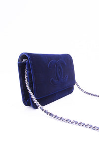 CHANEL Timeless CC Blue Velvet Wallet On Chain WOC