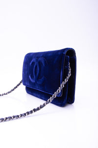 CHANEL Timeless CC Blue Velvet Wallet On Chain WOC