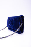 CHANEL Timeless CC Blue Velvet Wallet On Chain WOC