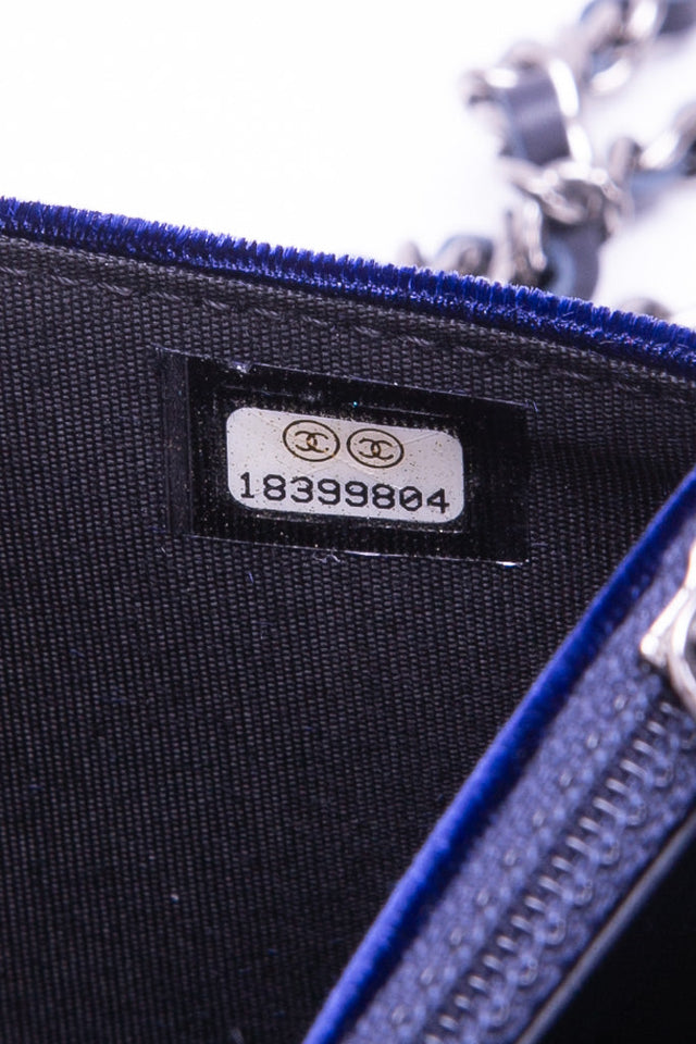 CHANEL Timeless CC Blue Velvet Wallet On Chain WOC