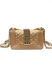 CHANEL Gold Python Quilted Boy Small Flap Bag