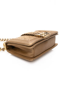 CHANEL Gold Python Quilted Boy Small Flap Bag