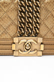 CHANEL Gold Python Quilted Boy Small Flap Bag
