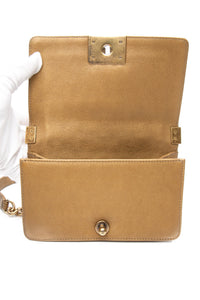 CHANEL Gold Python Quilted Boy Small Flap Bag