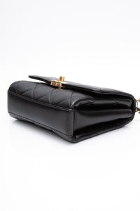 CHANEL 22S Black Lambskin Quilted Mini CC Crystal Logo Chain Flap Bag
