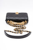 CHANEL 22S Black Lambskin Quilted Mini CC Crystal Logo Chain Flap Bag