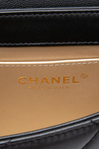 CHANEL 22S Black Lambskin Quilted Mini CC Crystal Logo Chain Flap Bag