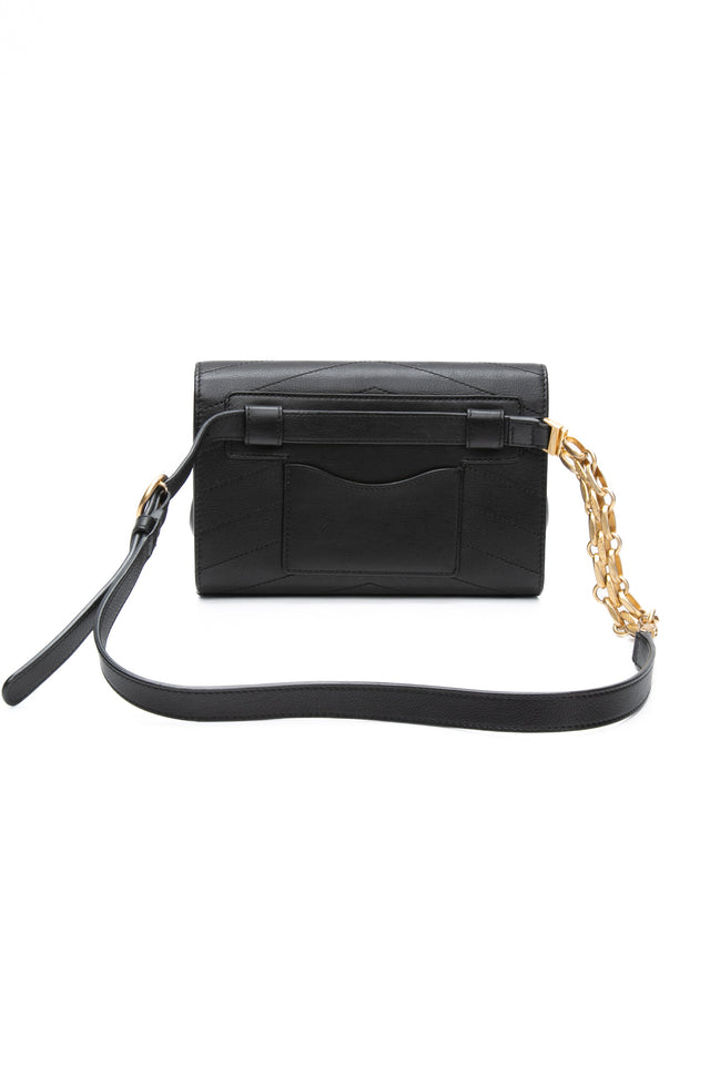 CHANEL Black Calfskin Chevron Stitched Coco Belt Bag