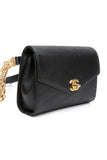 CHANEL Black Calfskin Chevron Stitched Coco Belt Bag