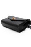 CHANEL Black Calfskin Chevron Stitched Coco Belt Bag