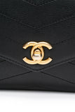 CHANEL Black Calfskin Chevron Stitched Coco Belt Bag