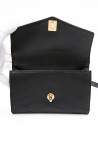 CHANEL Black Calfskin Chevron Stitched Coco Belt Bag