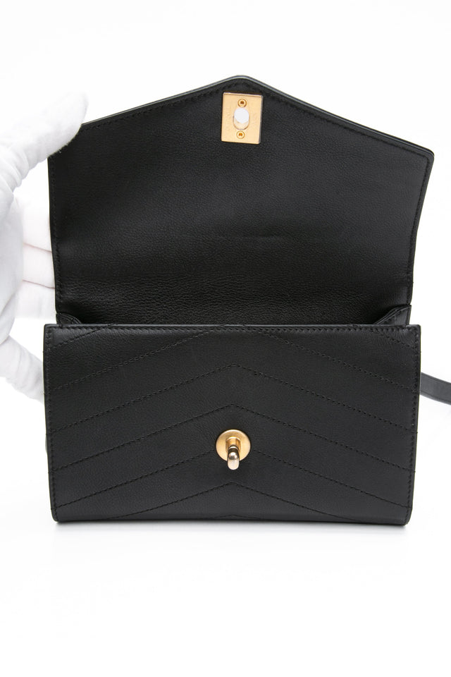 CHANEL Black Calfskin Chevron Stitched Coco Belt Bag