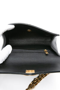 CHANEL Black Calfskin Chevron Stitched Coco Belt Bag