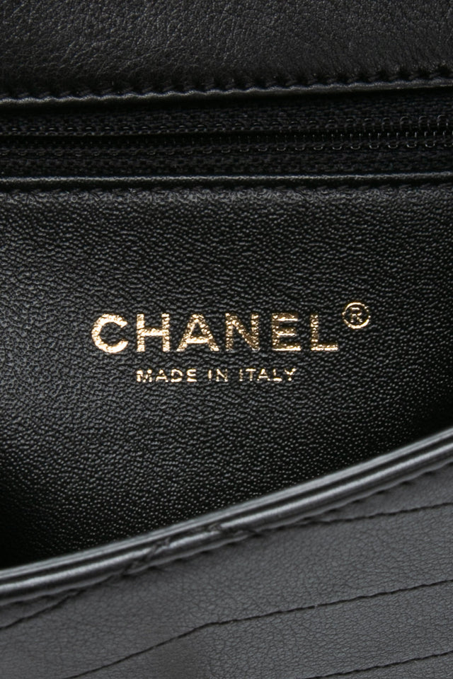 CHANEL Black Calfskin Chevron Stitched Coco Belt Bag