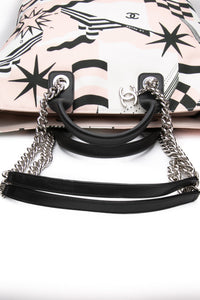 CHANEL Black, Pink, & White Canvas La Pausa Shopping Tote Bag