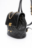 CHANEL 24S Black Quilted Lambskin Enamel and Gold Tone Hardware Backpack