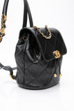 CHANEL 24S Black Quilted Lambskin Enamel and Gold Tone Hardware Backpack