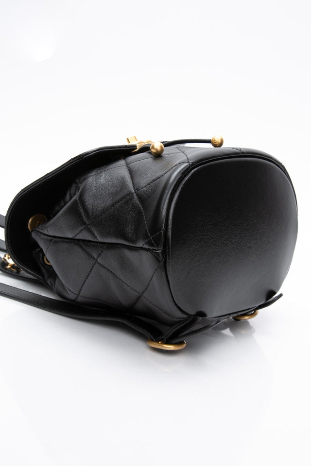 CHANEL 24S Black Quilted Lambskin Enamel and Gold Tone Hardware Backpack
