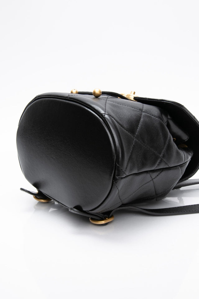 CHANEL 24S Black Quilted Lambskin Enamel and Gold Tone Hardware Backpack