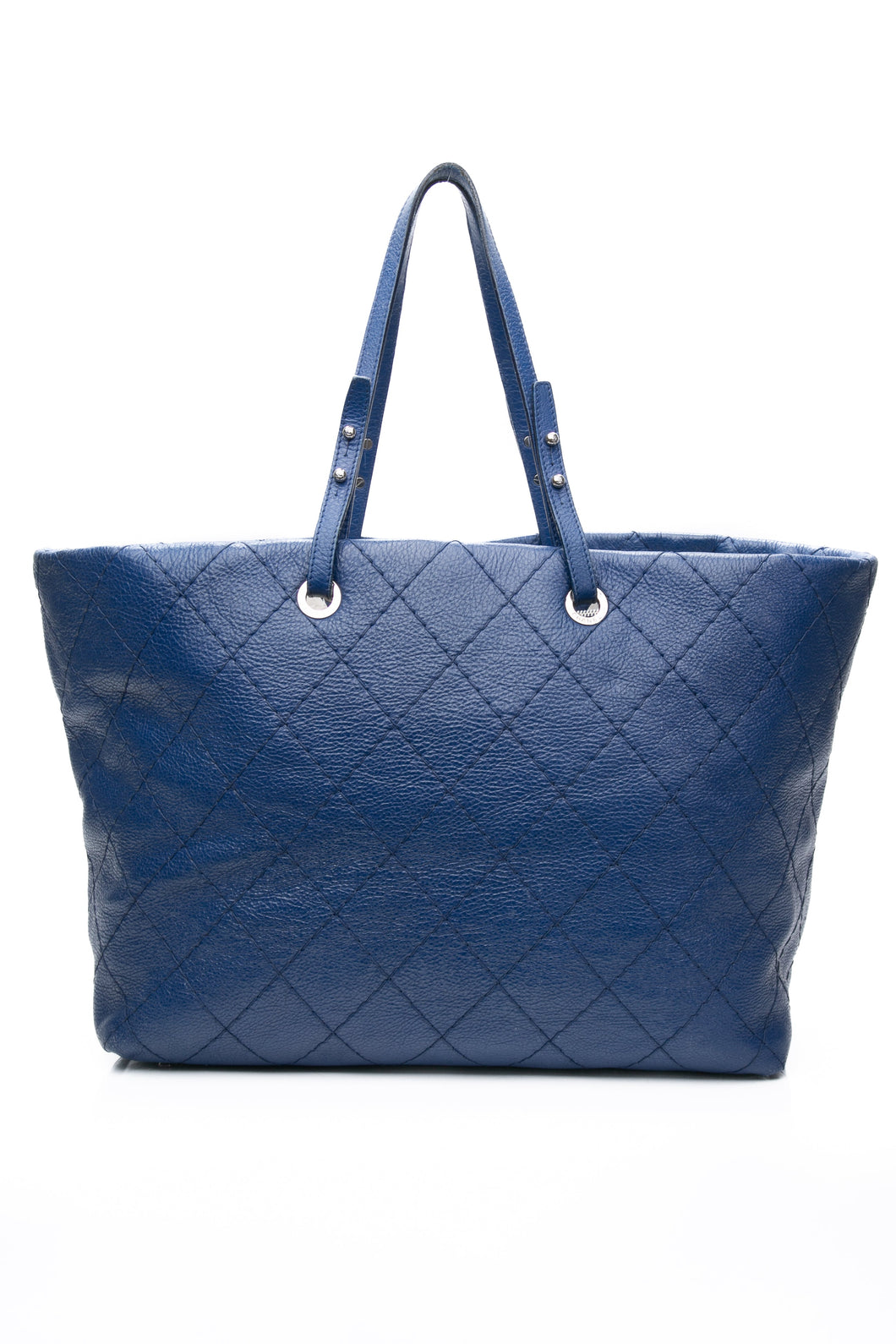CHANEL Blue Quilted Glazed Leather On-The-Road XL Tote Bag