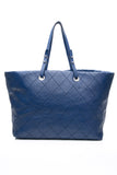 CHANEL Blue Quilted Glazed Leather On-The-Road XL Tote Bag
