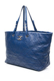CHANEL Blue Quilted Glazed Leather On-The-Road XL Tote Bag