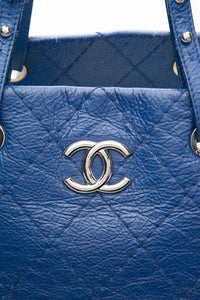 CHANEL Blue Quilted Glazed Leather On-The-Road XL Tote Bag