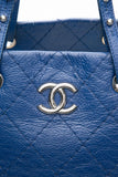 CHANEL Blue Quilted Glazed Leather On-The-Road XL Tote Bag