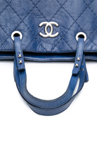 CHANEL Blue Quilted Glazed Leather On-The-Road XL Tote Bag