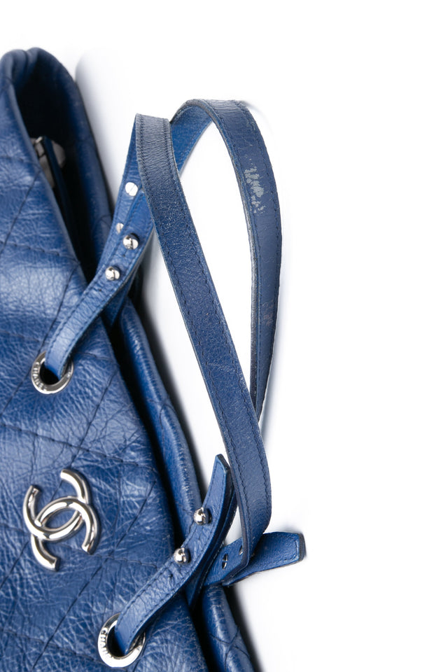 CHANEL Blue Quilted Glazed Leather On-The-Road XL Tote Bag