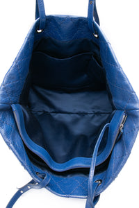 CHANEL Blue Quilted Glazed Leather On-The-Road XL Tote Bag